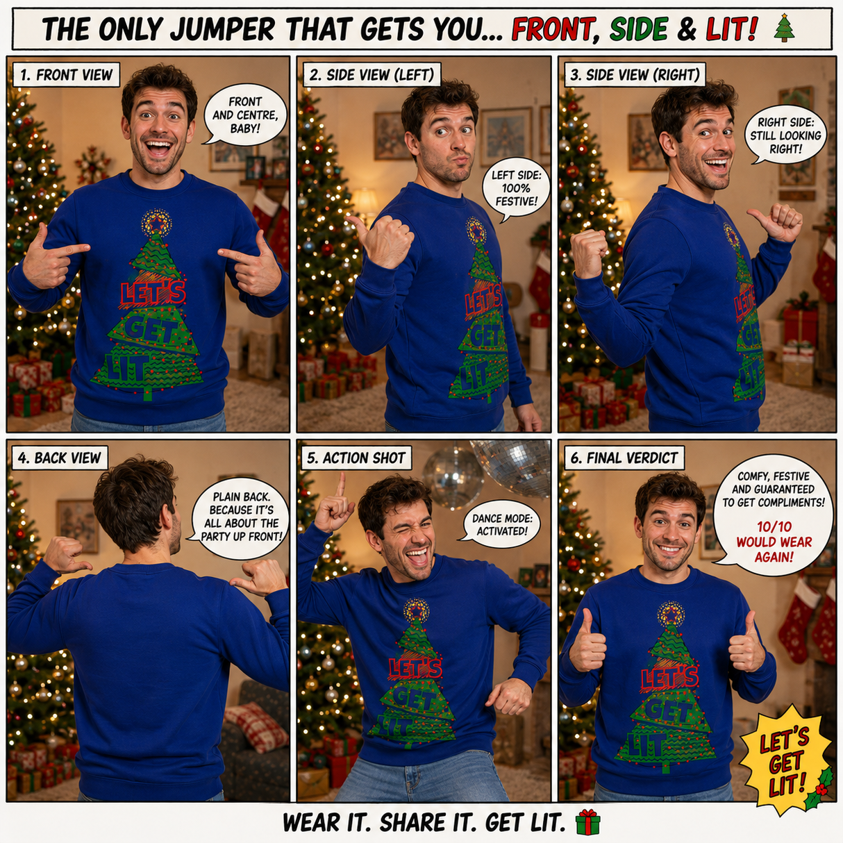 H.D Get Lit – Funny Christmas Jumper