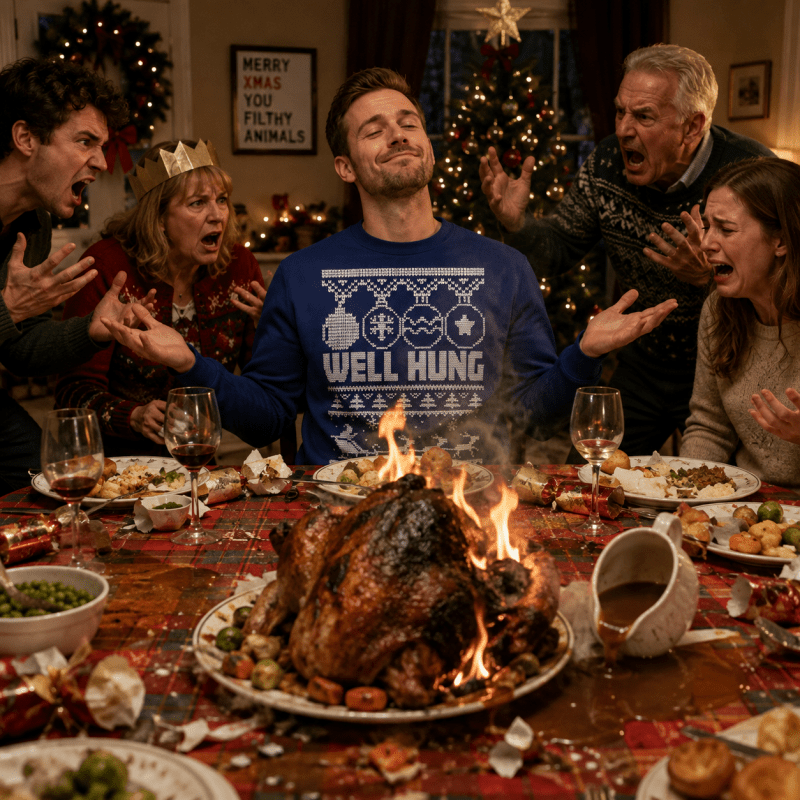 H.D Well Hung – Funny Christmas Jumper - Handsome Dans