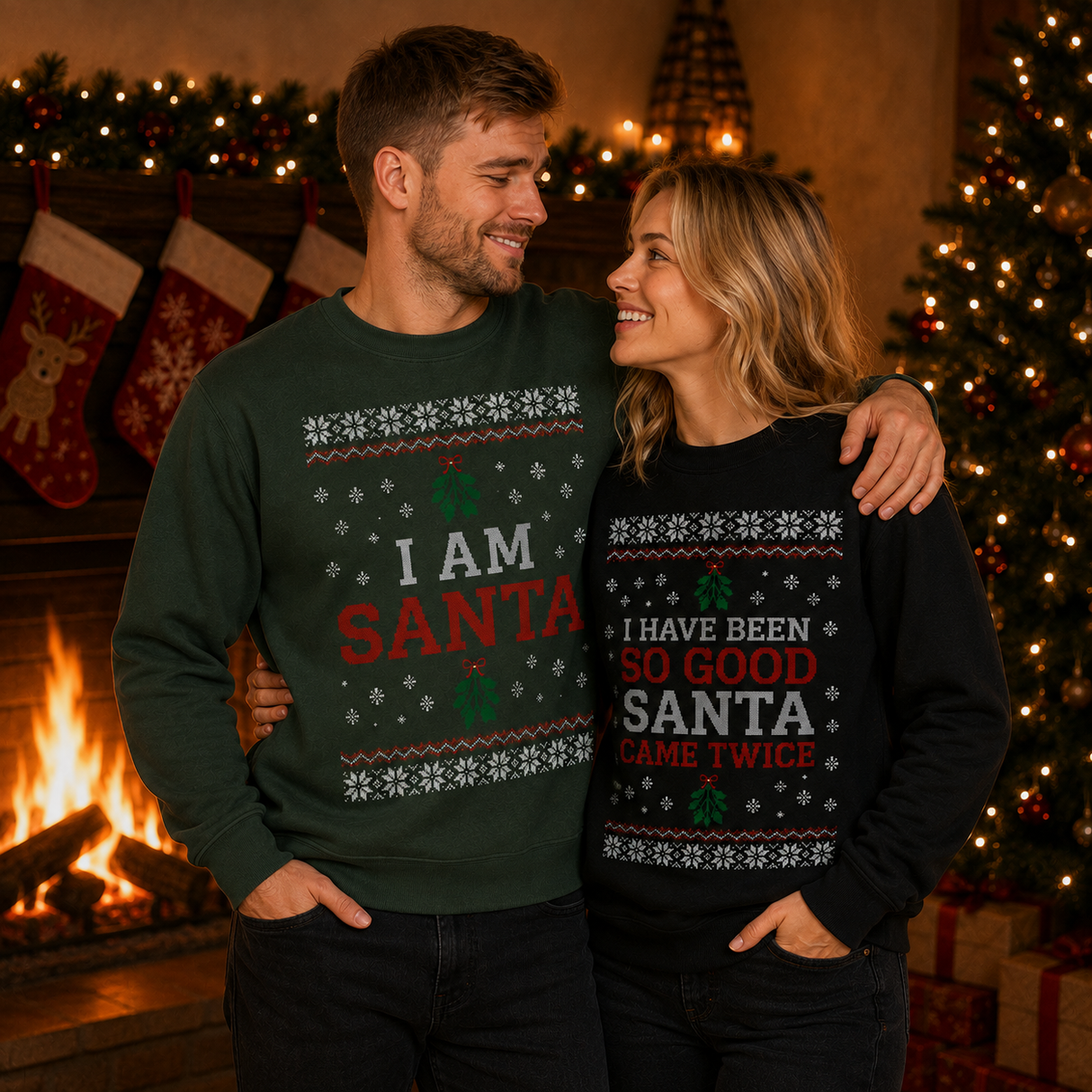H.D Santa Came Twice (HIS) – Funny Christmas Jumper