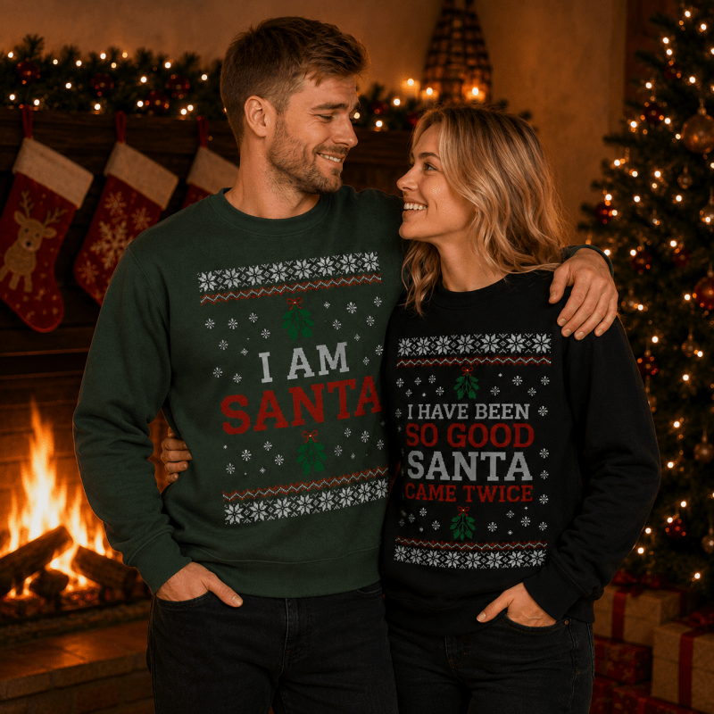 H.D Santa Came Twice (HERS) – Funny Christmas Jumper - Handsome Dans