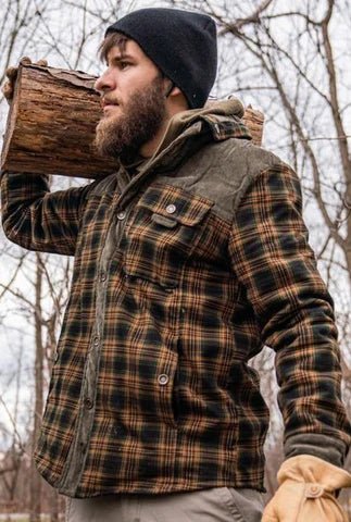 Mens plaid 2025 jacket with hood